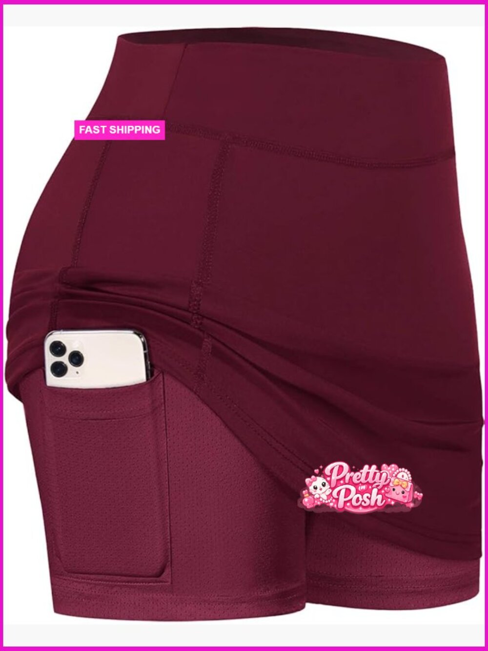 High Waist Tennis Skort with Built-in Shorts and Pocket for Golf Pickleball